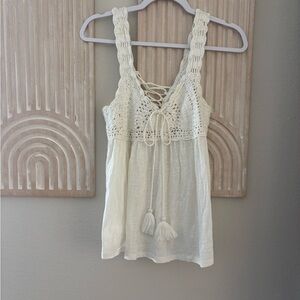 Lucky Brand White Crochet Lace Tank Top